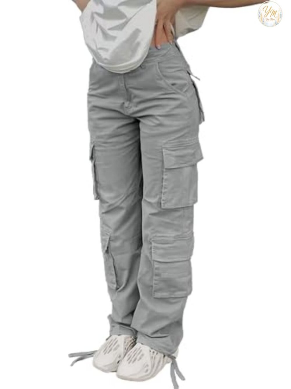High Waisted Baggy Y2K Cargo Pants for Women Pockets Streetwear Straight Wide